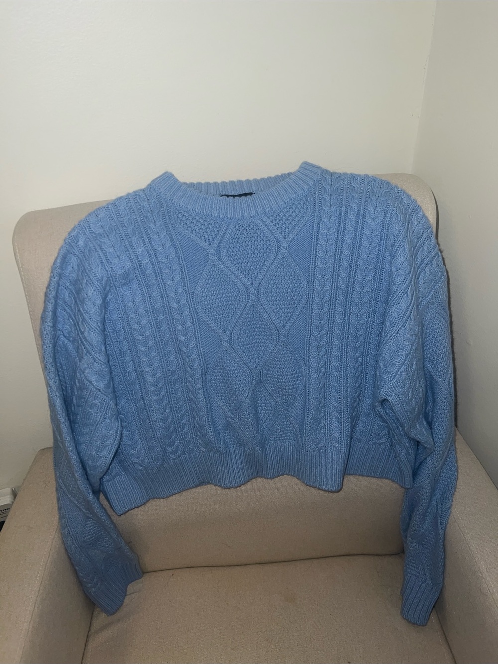 Blue Knit Cropped Sweater